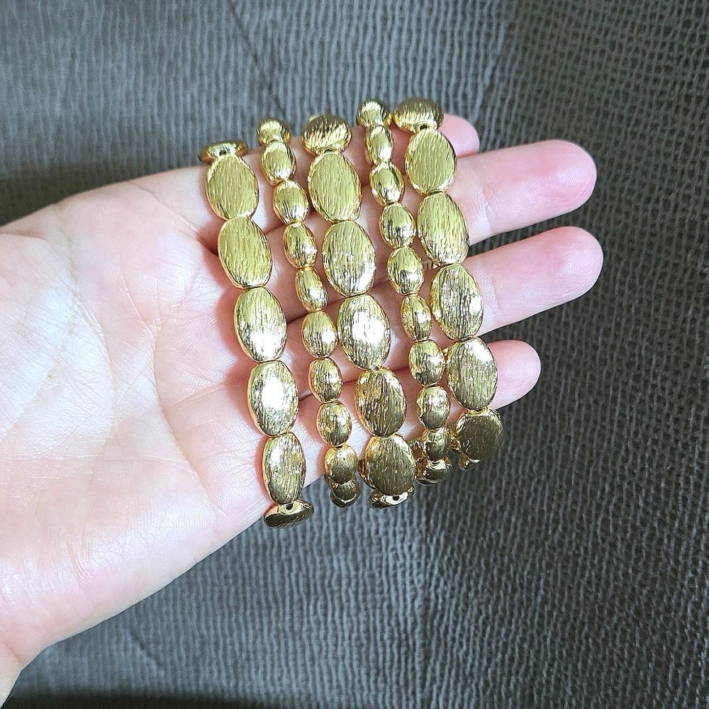 House🏠 of Harlow 1960 Set of Five🖐 Stretchy Gold💛 Bead Bracelets - NWT